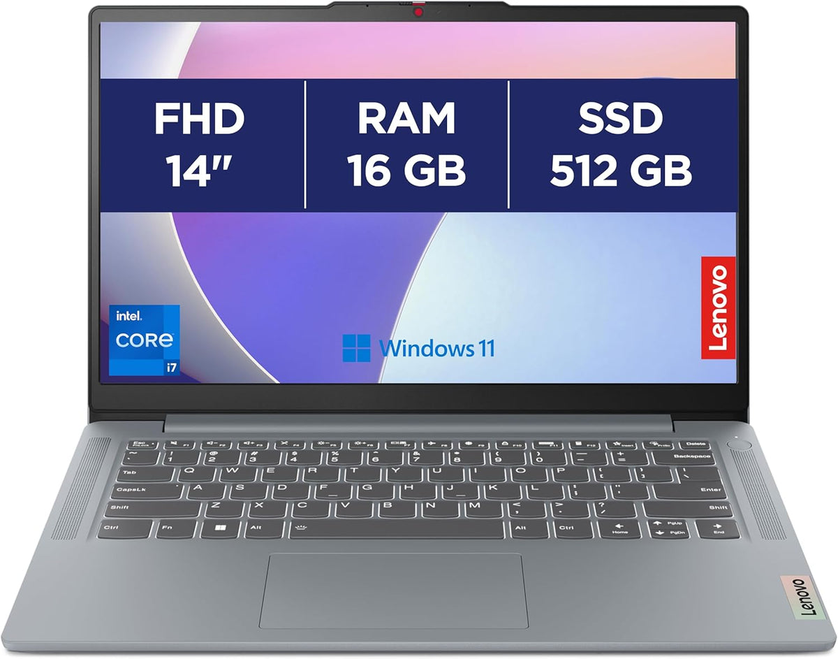 Lenovo IdeaPad Slim 3 14IRH8 - Ordenador portátil 14'' FHD (Intel Core i7-13620H, RAM 16 GB, SSD 512 GB, Intel UHD Graphics, Windows 11 Home) Teclado AZERTY francés - Gris