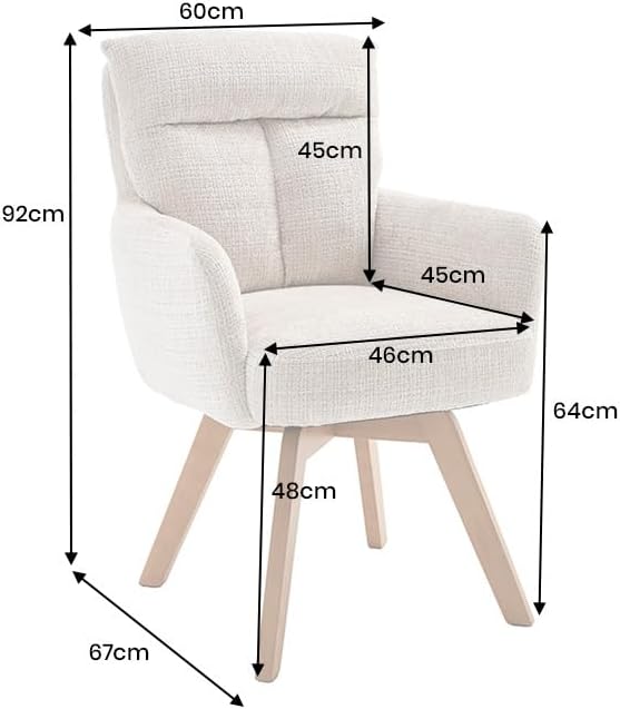 Silla giratoria Riess Ambiente Big George - Champán - Felpilla con reposabrazos madera de haya natural silla de comedor diseño retro