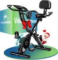 Bicicleta estática, SLUNSE Bicicleta estática 5 en 1 con 16 niveles de resistencia magnética, bicicleta estática plegable con 10 dB, bicicletas de fitness para entrenamiento cardiovascular en casa, capacidad de 160 kg