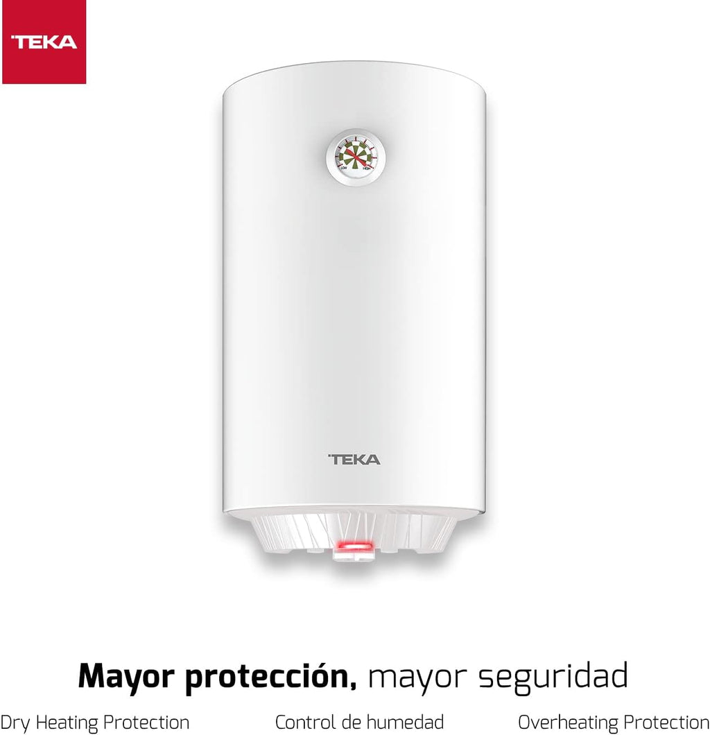 TEKA Termo Eléctrico 50 L, Instalación Vertical, Protección contra sobrecalentamiento, Indicador LED, Modelo EWH 50 C