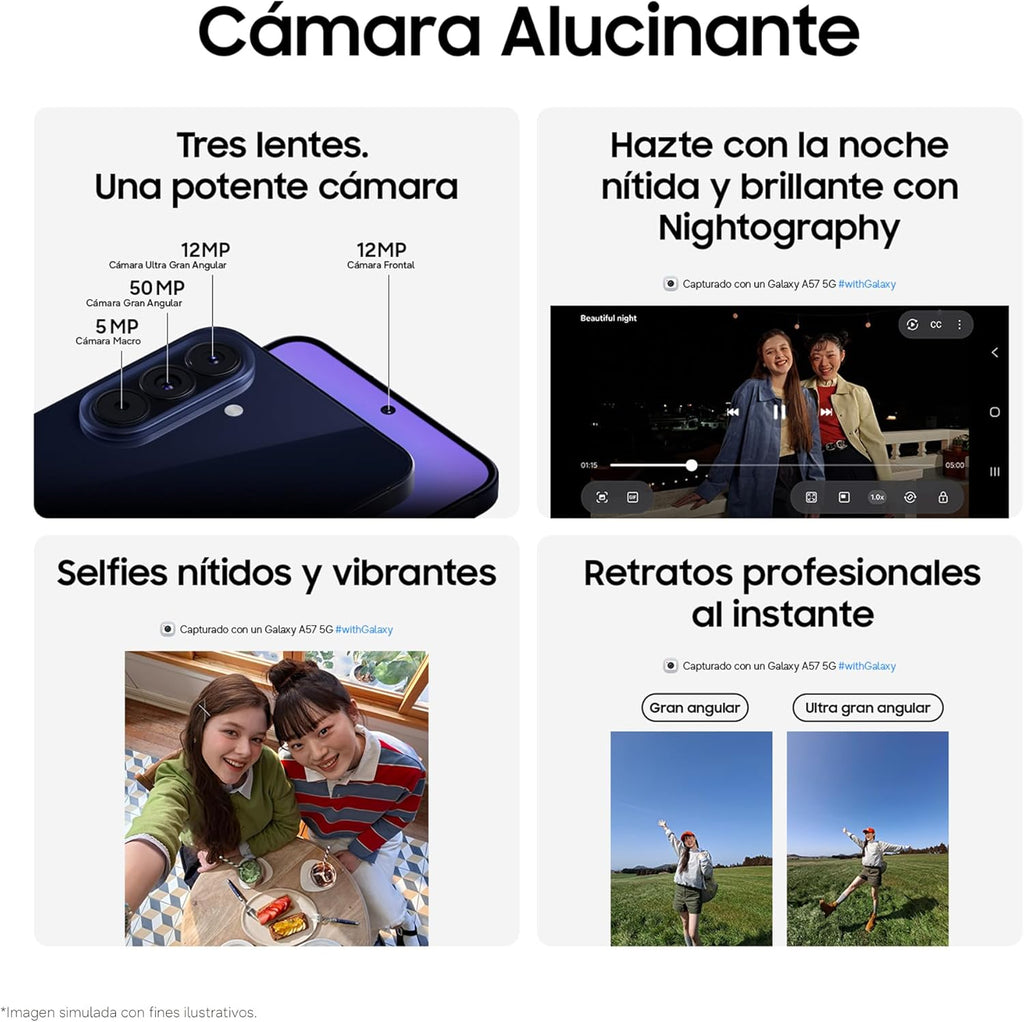 Samsung Galaxy A57 5G, 512 GB, móvil fino con IA, 8 GB, gran angular de 50 MP, autonomía de 2 días, batería de 5000 mAh, IP68, garantía del fabricante de 3 años + 1 año extra, color lila (versión española)