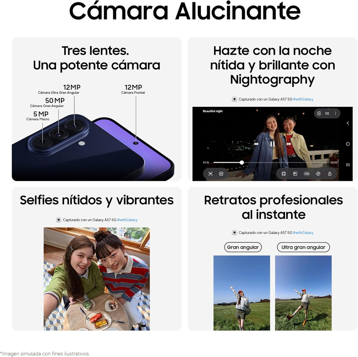 Samsung Galaxy A57 5G, 512 GB, móvil fino con IA, 8 GB, gran angular de 50 MP, autonomía de 2 días, batería de 5000 mAh, IP68, garantía del fabricante de 3 años + 1 año extra, color lila (versión española)