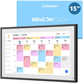 Calendario de pared digital Dragon Touch de 15,6 pulgadas, 1920x1080 FHD, pantalla táctil, 32 GB, soporte de pared, planificador familiar, negro