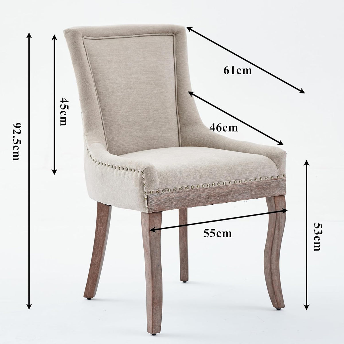 Juego de 4 sillas de comedor, juego de 4 sillas de cocina, sillas con respaldo alto y capitoné, silla de comedor tapizada en tela de chenilla suave con patas de madera, decoración de remaches metálicos, capacidad de carga de 150 kg