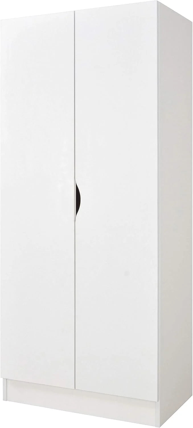 Leomark Biała Drewniana Szafa Dwudrzwiowa z Półkami, 70 x 42,5 x 161,5 cm