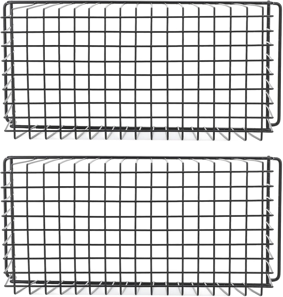 Mingzhe Pojemniki z zamrażarką skrzyniową Możliwość Układania w Stosy Czarny Głęboki Kosz do Przechowywania w Kuchni 2 szt. Drutu Metalowego (Dł. 70 cm x szer. 30 cm x wys. 27 (uchwyt 8,5)