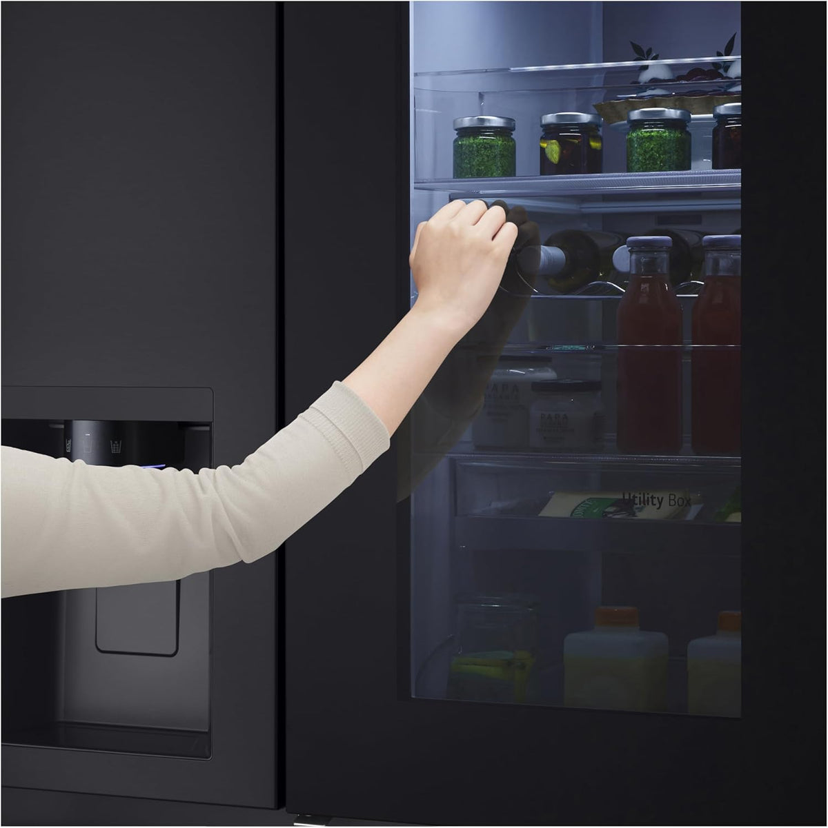 Frigorífico Side by Side LG GSGV81PYLL, Clase E, 635 L, Instaview, frigorífico con congelador, dispensador de hielo, hielo picado y agua, Total NoFrost, compresor Smart Inverter, Wi-Fi