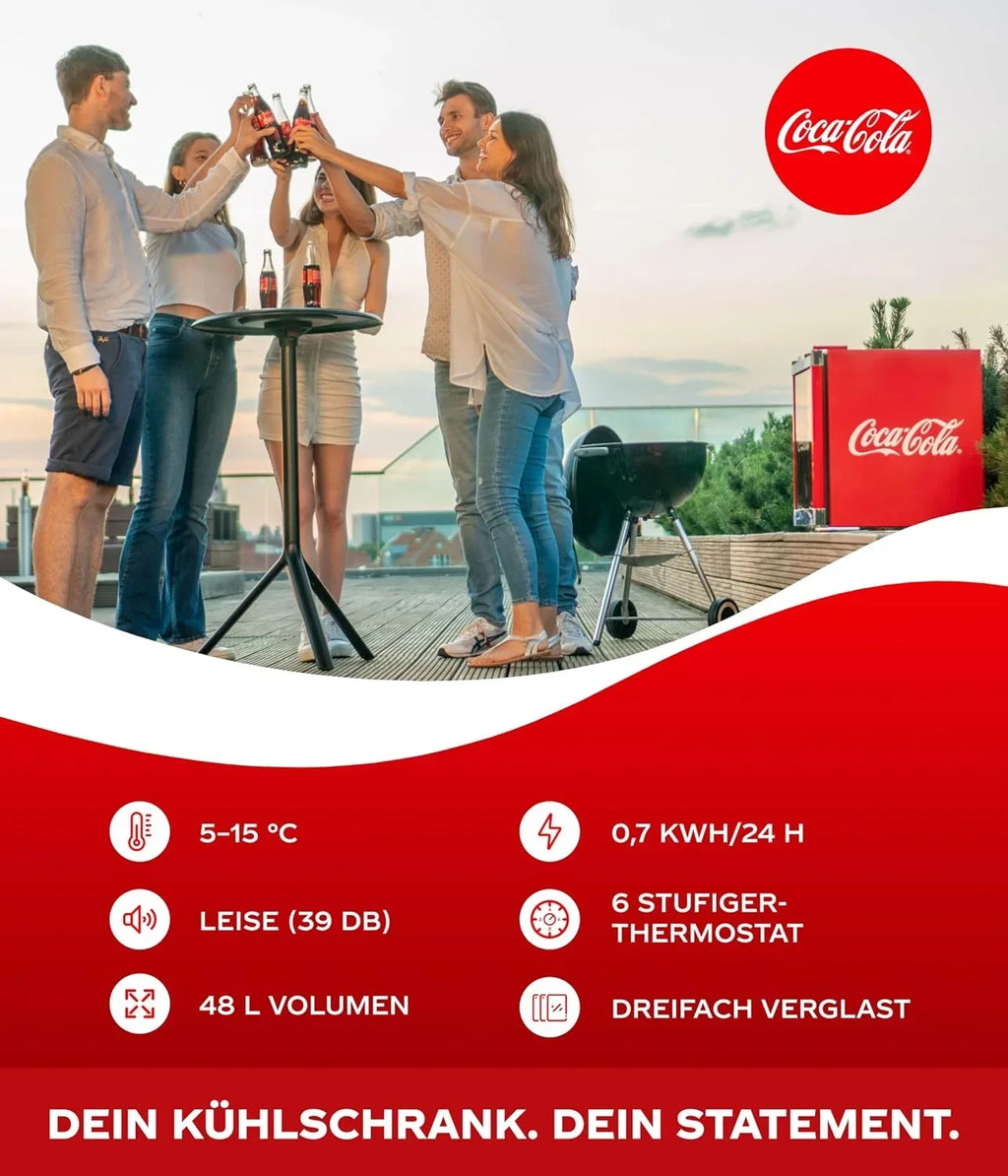 Mininevera para bebidas CC 165 de 50 l con puerta de cristal de seguridad, 39 dB, independiente, para bebidas