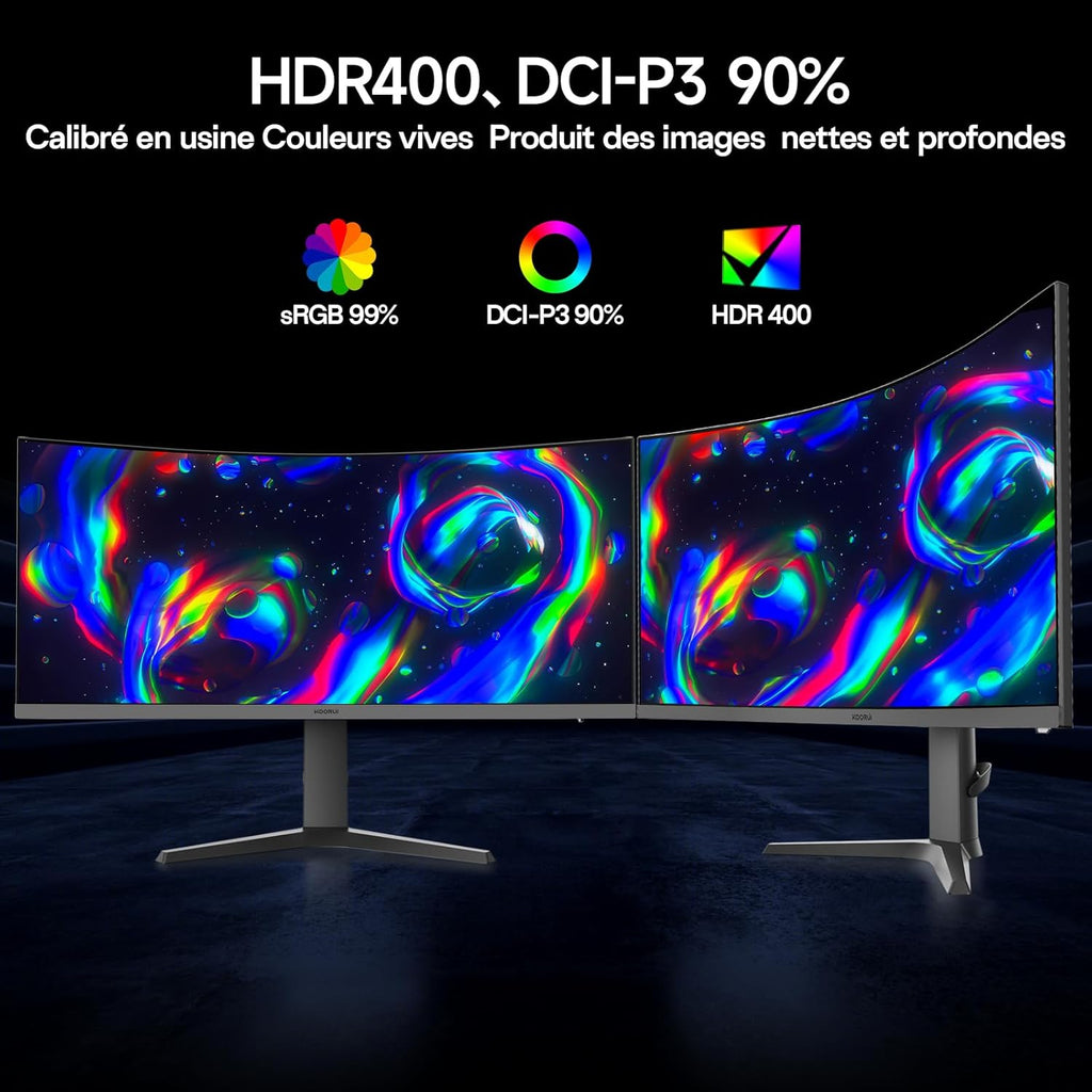 Monitor Gaming Curvo KOORUI de 34 pulgadas, Panel VA WQHD 3440x1440, 180Hz, HDR400, 99% sRGB, 2xHDMI 2.0 y DP 1.4, Altura ajustable de 110 mm, Negro