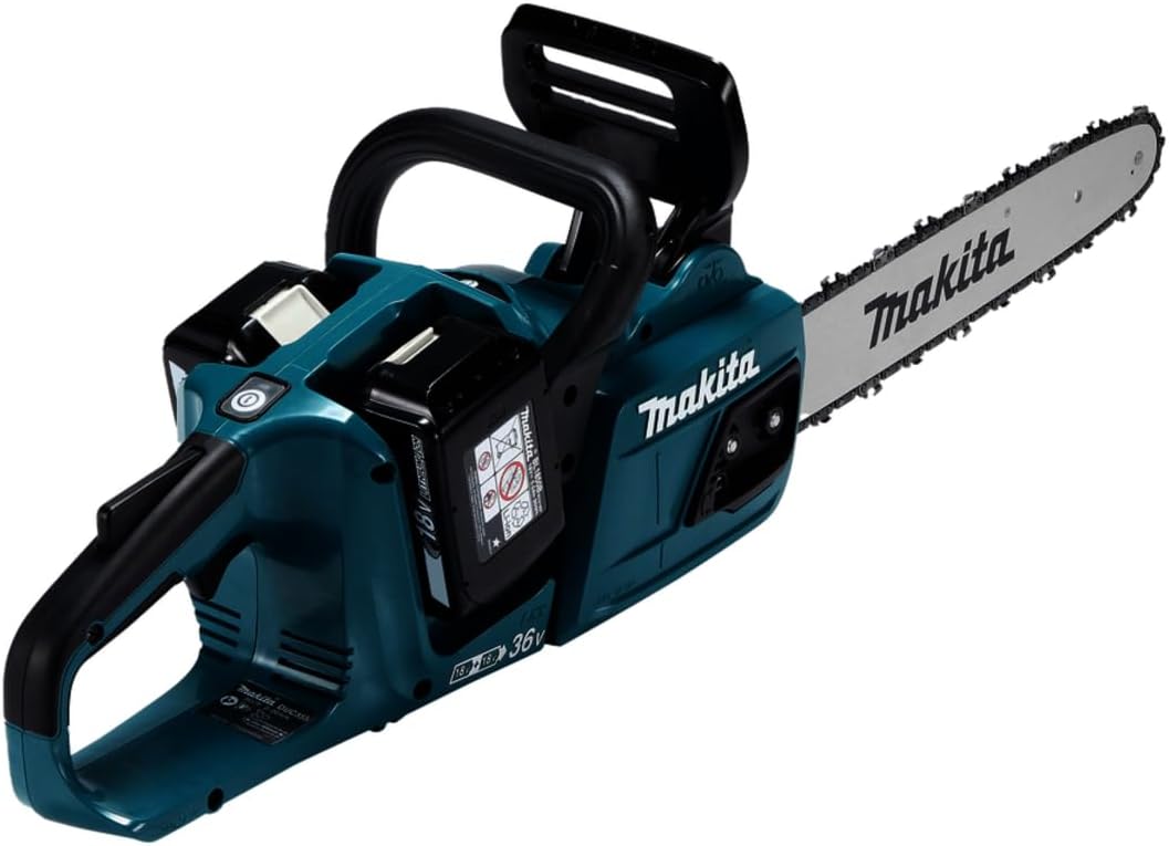 Motosierra Makita DUC355PT2 Twin, 18 V / 36 V, LXT, inalámbrica, 35 cm, litio, 2 x 5,0 Ah