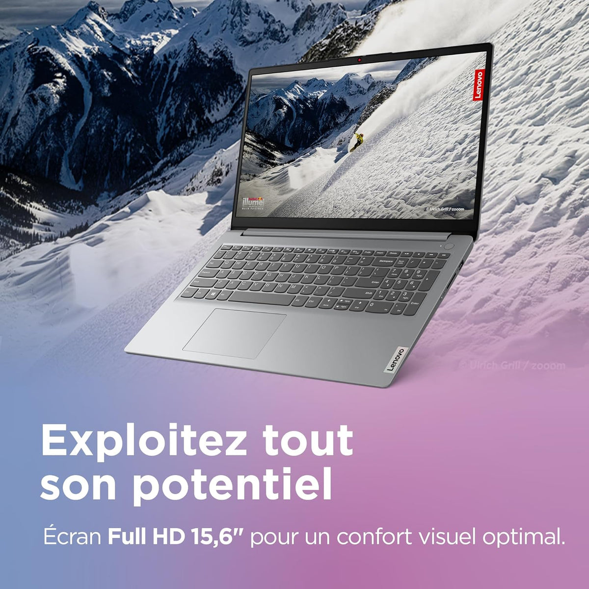 Lenovo IdeaPad 1 15AMN7 - Ordenador portátil 15.6'' FHD (AMD Ryzen 5 7520U, 16 GB RAM, 512 GB SSD, Gráficos AMD Radeon 610M, Windows 11 Home) Teclado francés AZERTY - Gris