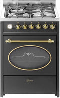 Cocina de gas GURARI con horno a gas GCH G 614 BR independiente 60 cm | Grill a gas | Rustipollo | Temporizador analógico eléctrico con función STOP | Cajón con sistema push-pull | Control de gas | Cocina tipo Range Cooker gas natural/propano