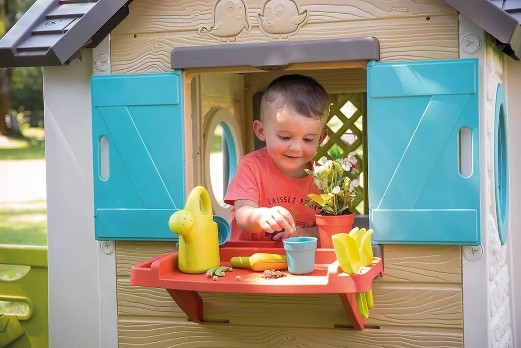 Smoby Life Garden House - Casa de Jardín Infantil - Incluye Jardinera, Comedero para Pájaros, Herramientas y Accesorios - Protección UV - Material Reciclado - más de 2 años (7600810408)