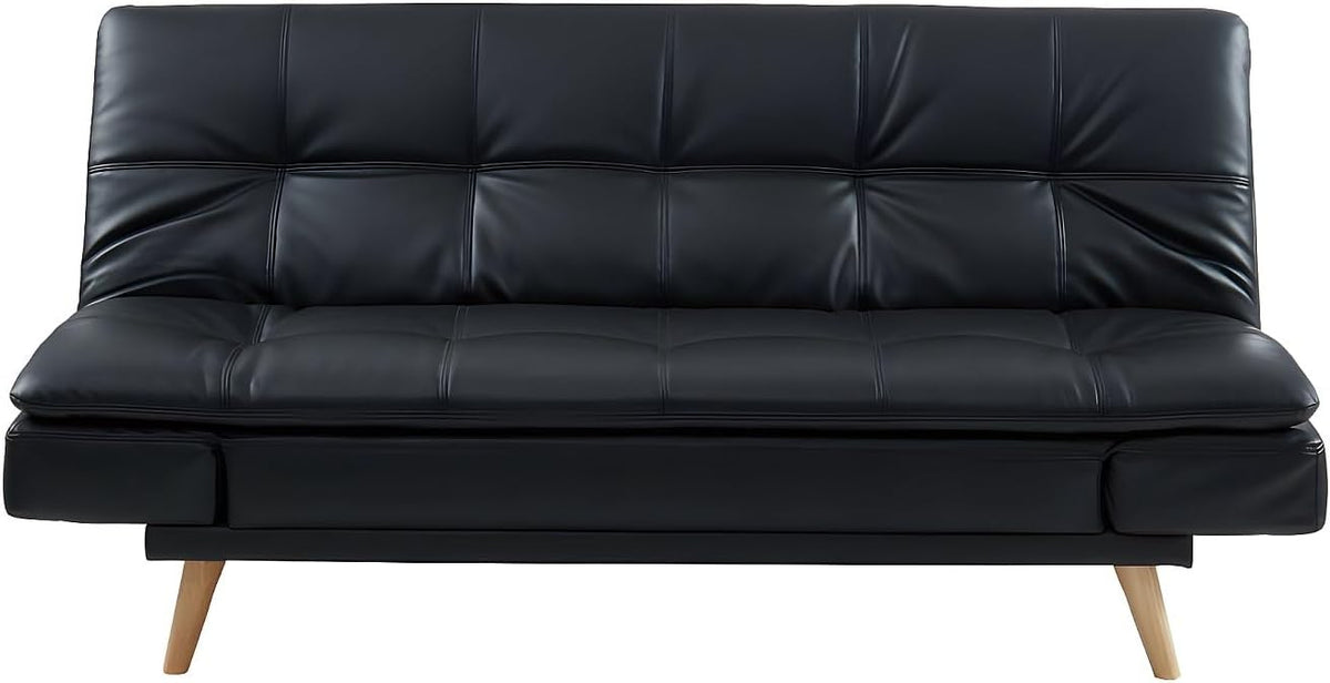 Sofá cama extensible de 3 plazas Zarina de Vente-unique, piel sintética, negro