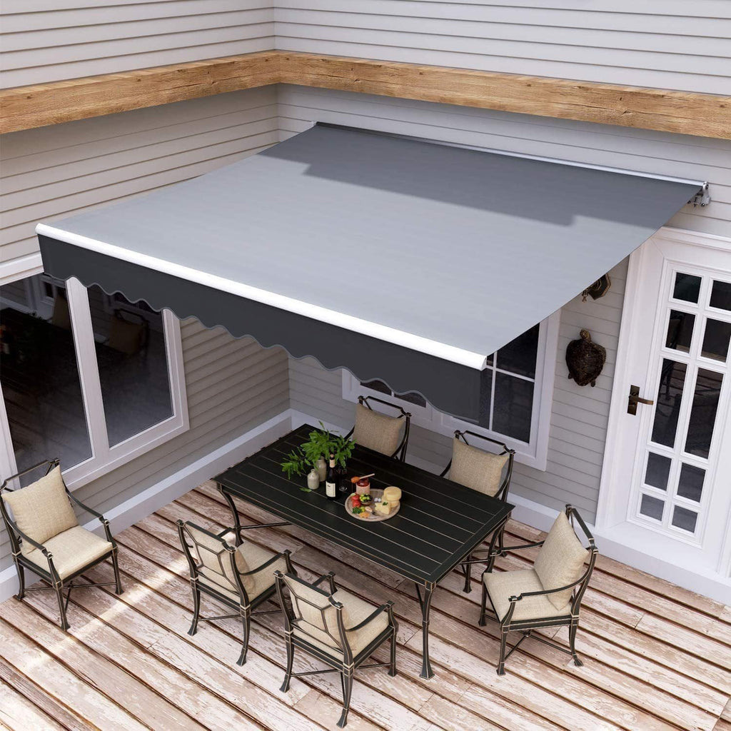 Toldo articulado manual, 300 x 250 cm, toldo de brazos extensibles, toldos, ajustable, con protección UV, resistente a la lluvia, para terrazas exteriores, balcones, antracita