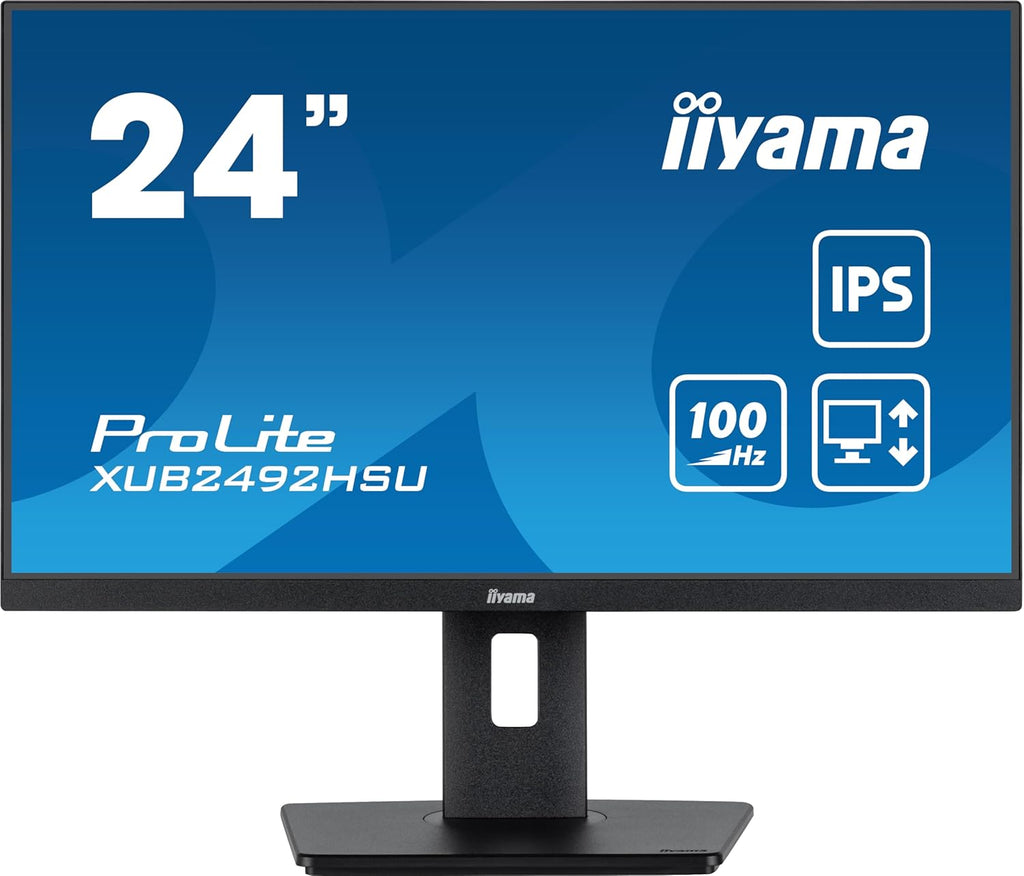Monitor iiyama ProLite XUB2492HSU-B6, 23,8" Slim, IPS, 1920x1080 @100Hz, 0,4ms, 250 cd/m², 1300:1, altavoces, 1xHDMI, 1xDisplayPort, concentrador USB, ajustable en altura y pivotante, TCO