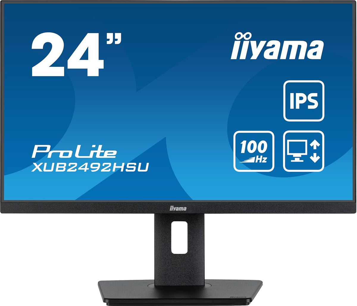 Monitor iiyama ProLite XUB2492HSU-B6, 23,8" Slim, IPS, 1920x1080 @100Hz, 0,4ms, 250 cd/m², 1300:1, altavoces, 1xHDMI, 1xDisplayPort, concentrador USB, ajustable en altura y pivotante, TCO