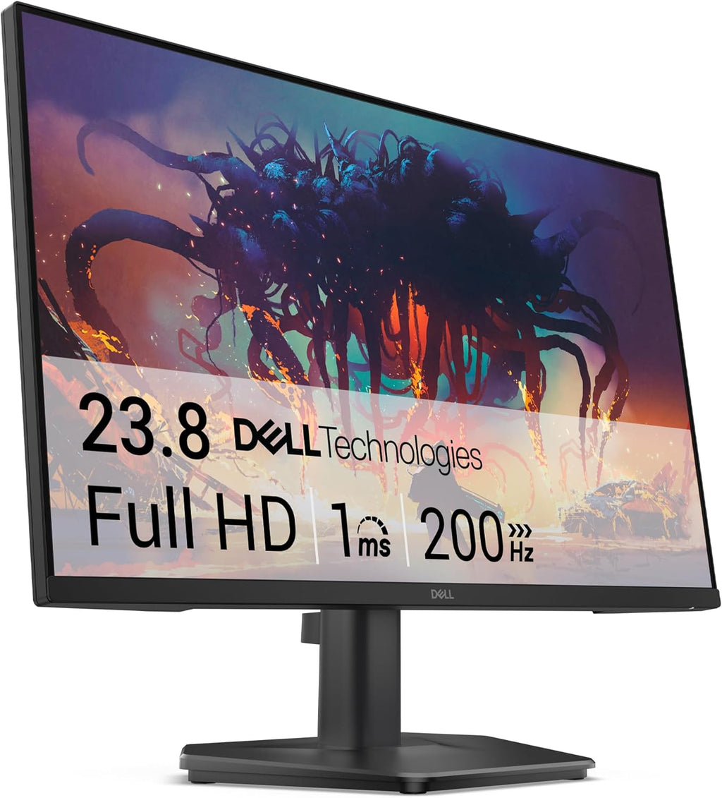 Monitor Gaming Dell 24 - SE2425HG, Full HD (1920x1080), 200Hz, Fast IPS, 1ms, AMD FreeSync Premium, 99% sRGB, VESA (100x100mm), DisplayPort, 2 HDMI, Garantía de 3 años, Negro