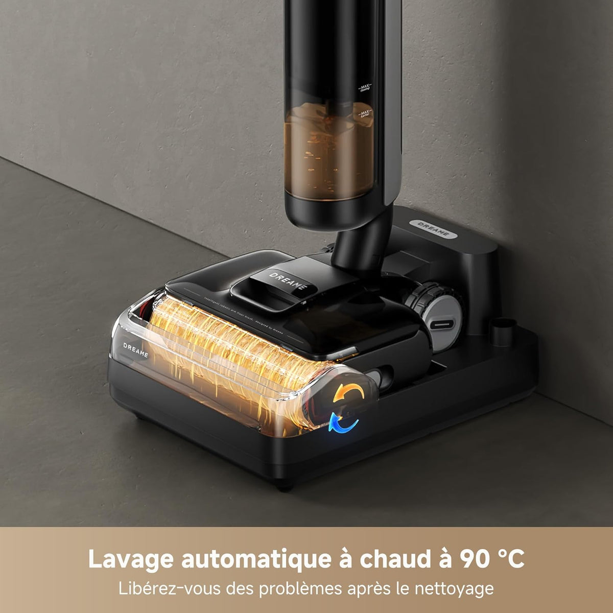 Aspiradora y fregadora Dreame H12 Pro FlexReach, alcance plano de 180°, secado en 5 min, succión de 18 000 Pa, lavado con agua caliente a 90 °C, limpieza de dos bordes, 50 minutos de autonomía.