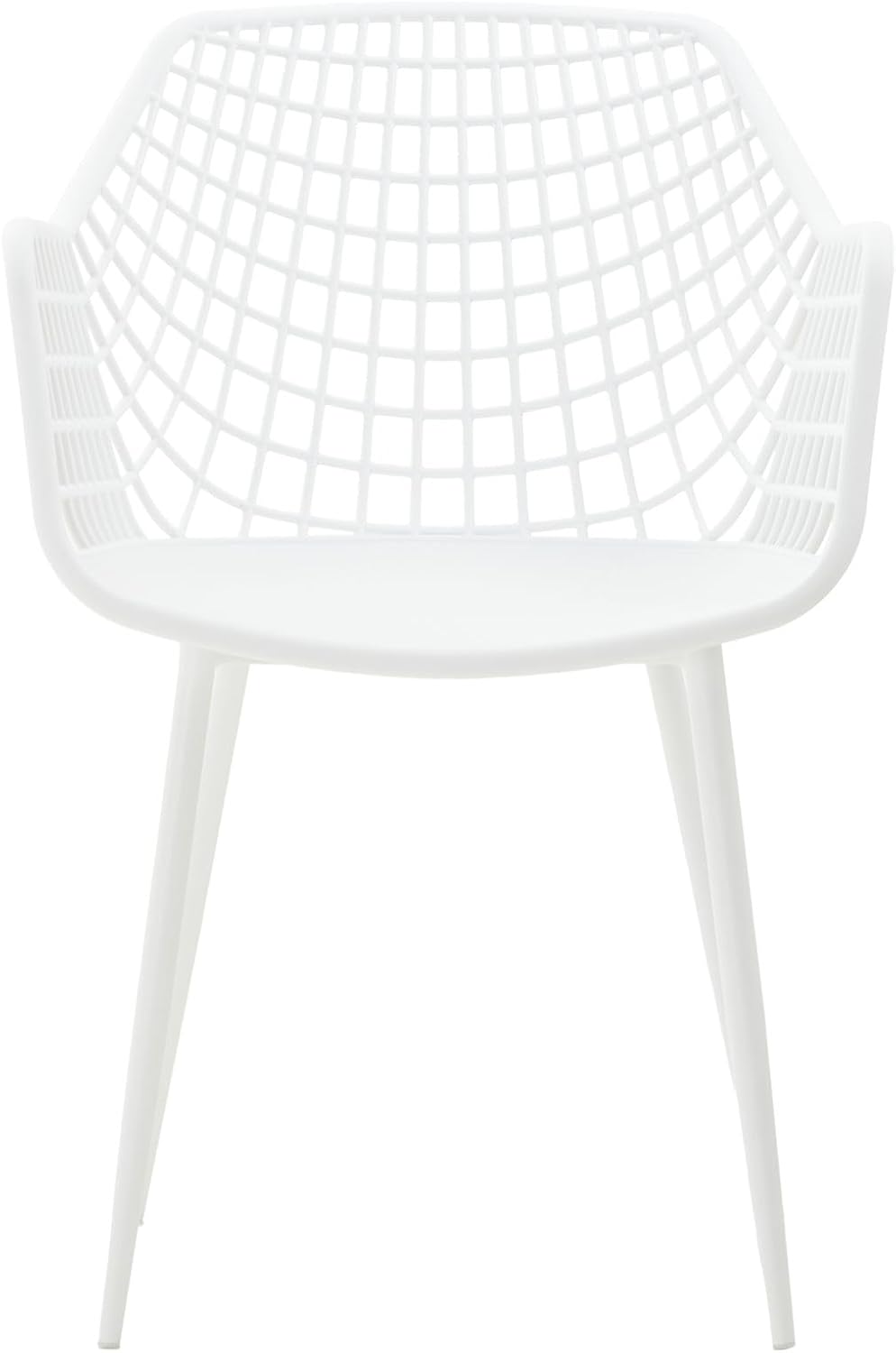 IDIMEX Sillas de jardín Lucia en set de 4, blanco - Silla de diseño de concha con reposabrazos de plástico, diseño retro adecuado para interiores y exteriores, de fácil cuidado y resistente a los rayos UV, sillas de comedor para 4 personas