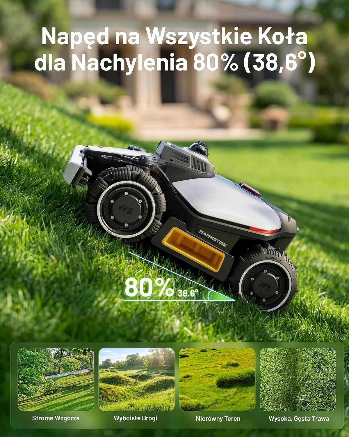 MAMMOTION LUBA mini 2 AWD 1500 robot koszący bez przewodu, Zalec. 1500 m²