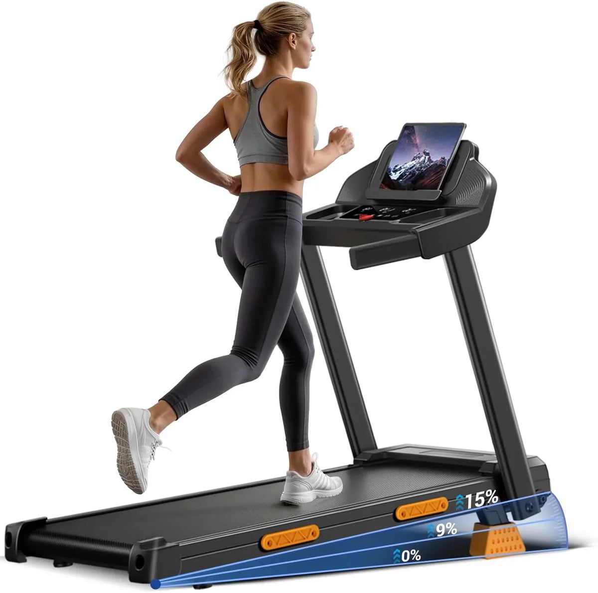 Cinta de correr plegable para casa SF20 con inclinación del 15%, velocidad de 12 km/h, motor de 3,0 CV, pantalla LED y capacidad de carga de 160 kg