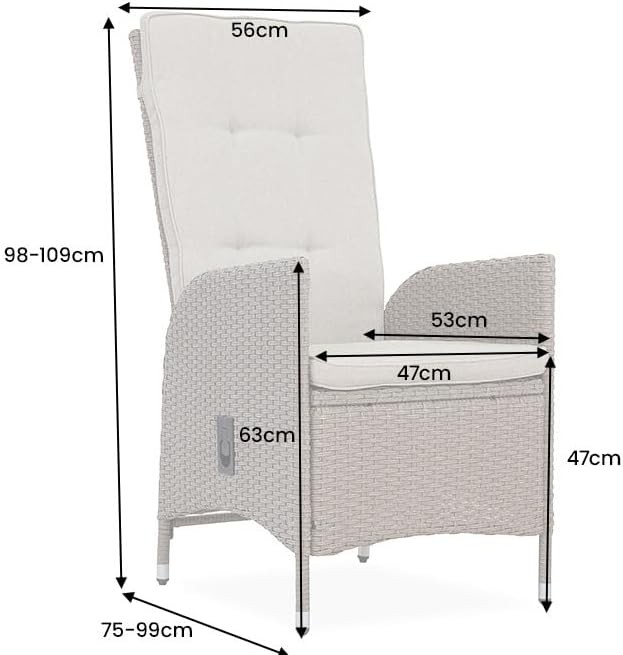 Silla de jardín para exteriores Riess Ambiente Sylt - gris - polirratán - respaldo alto con reposabrazos ajustable resistente a la intemperie