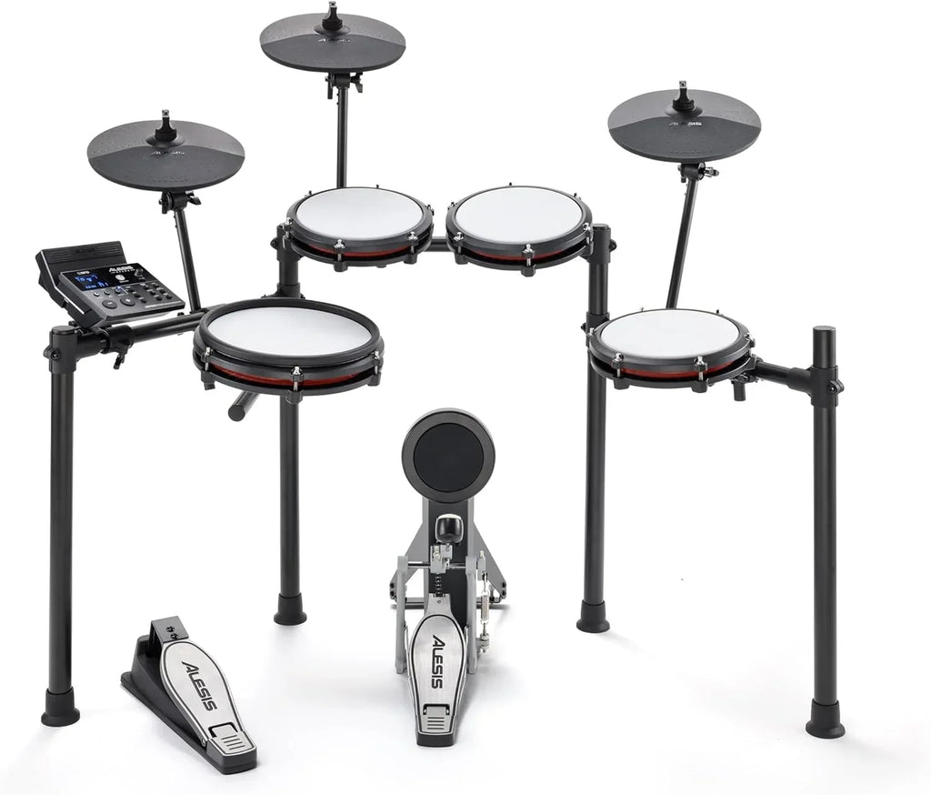 Batería electrónica de 8 piezas Nitro Max Kit, caja de 10 pulgadas de doble zona con parches de malla, Bluetooth, USB MIDI, más de 440 sonidos