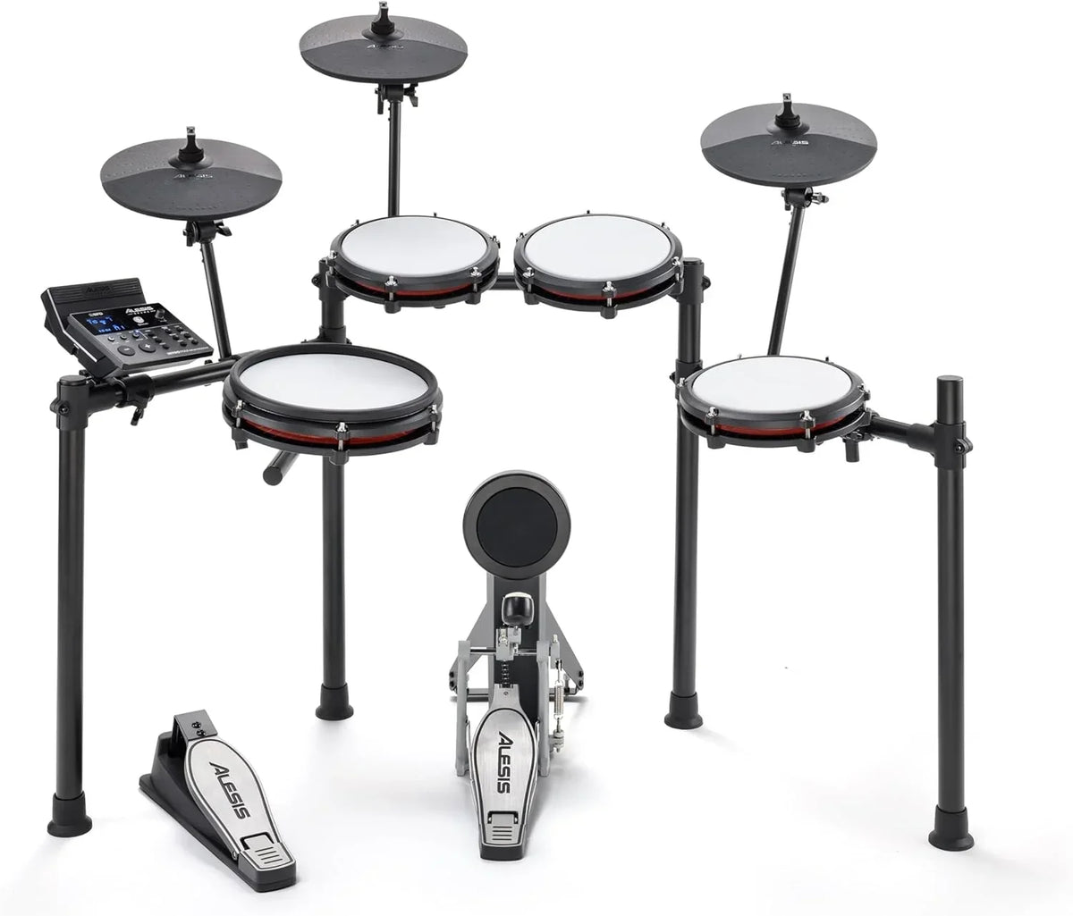 Batería electrónica de 8 piezas Nitro Max Kit, caja de 10 pulgadas de doble zona con parches de malla, Bluetooth, USB MIDI, más de 440 sonidos