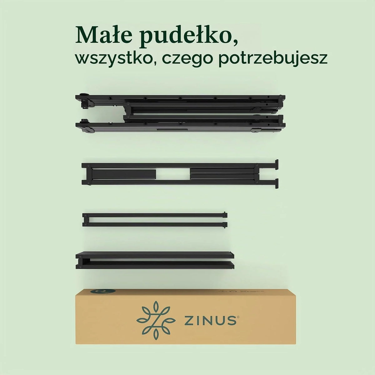 Zinus Caleb Rama łóżka 160 x 200 cm - wysokość 36 cm z miejscem do przechowywania pod łóżkiem - składana stalowa rama - czarna