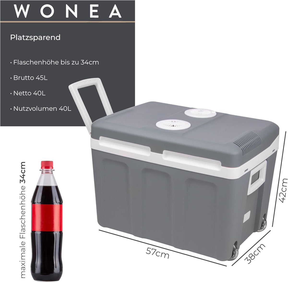 Nevera portátil eléctrica de 45 litros, 12V 230V, FUNCIÓN FRÍO y CALOR, nevera termoeléctrica con ruedas para coche y camión, mininevera, caja térmica para coche, barco, camping, silenciosa, modo ECO