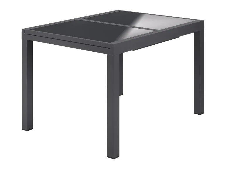 Conjunto de aluminio "Houston", 9 piezas: mesa extensible y 8 sillas de respaldo alto, gris