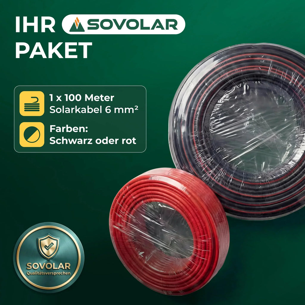 Cable solar fotovoltaico H1Z2Z2-K 6 mm² rollo de 100 m negro cobre 1500 V resistente a los rayos UV certificado por TÜV