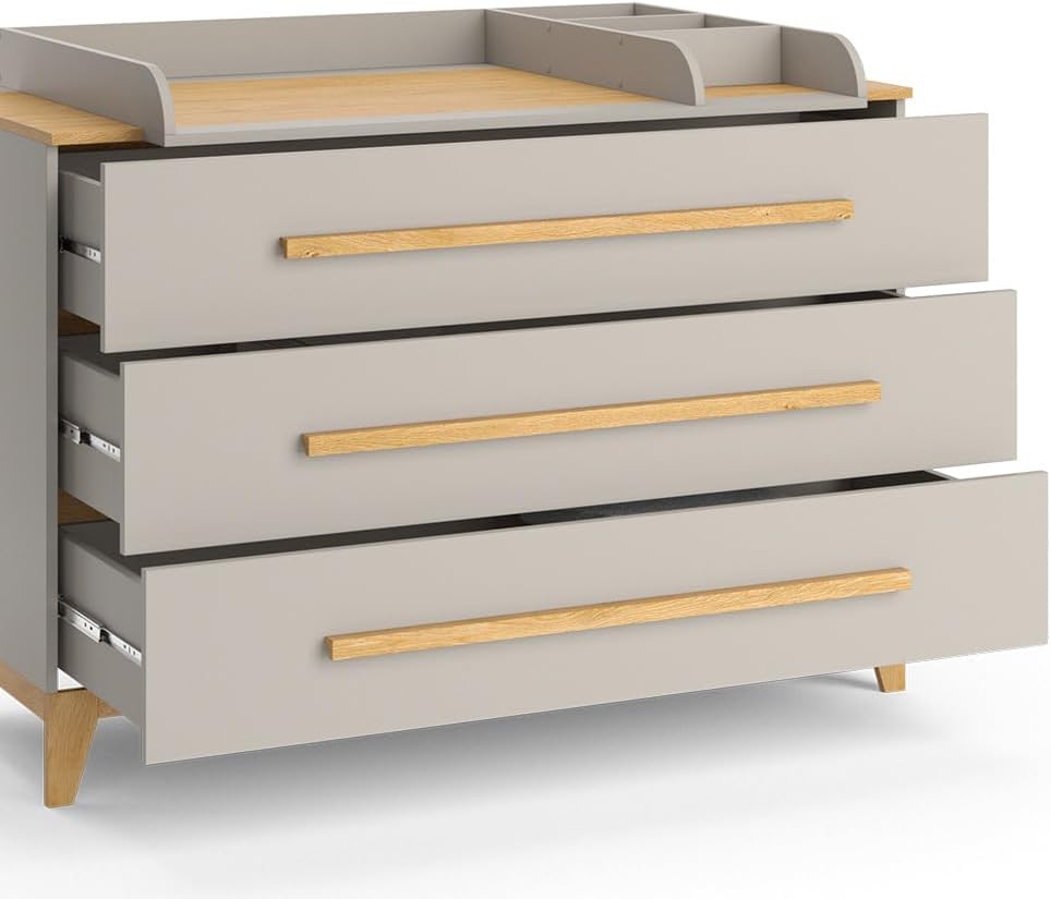 Cambiador VitaliSpa Malia, blanco/roble, 133 x 98 cm XL con 3 cajones