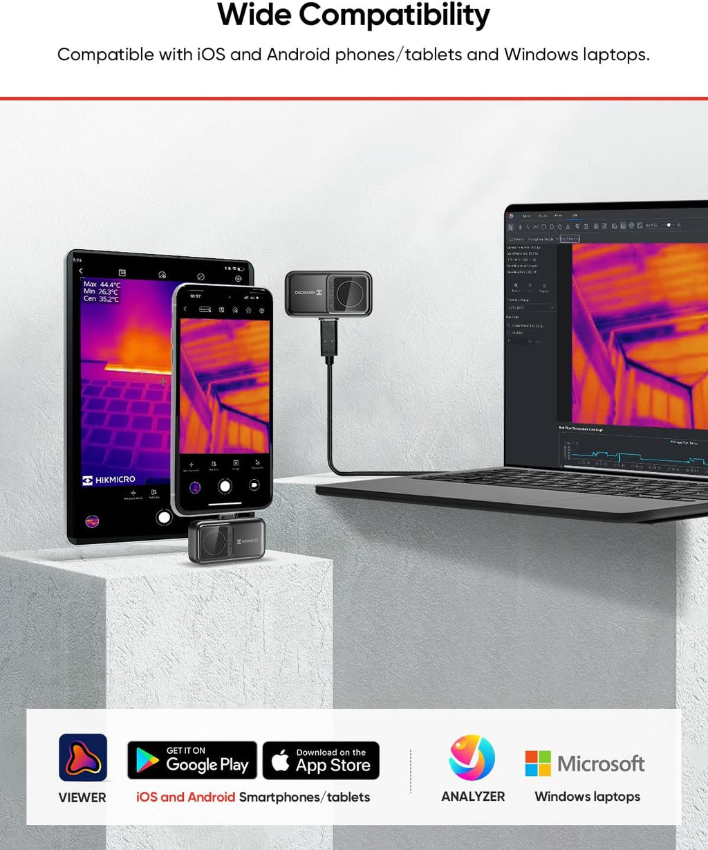 Kamera termowizyjna HIKMICRO Mini2 V2 - iOS/Android, rozdzielczość 256 x 192 IR, SuperIR, szeroki kąt 50°, USB-C/Lightning (obsługuje iPhone 15)