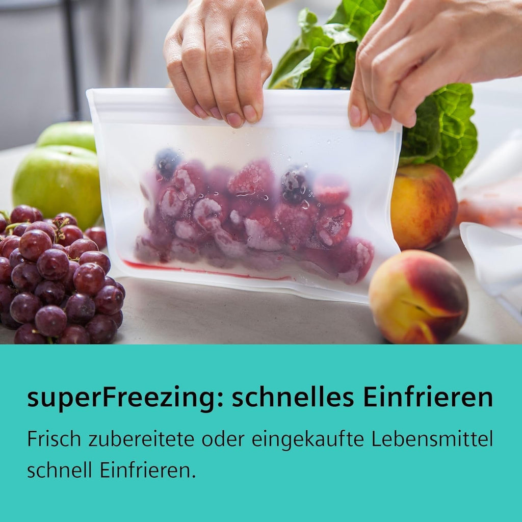 Siemens KG39NAIAU iQ500 Frigorífico combi de libre instalación, congelador inferior, 363 l, Total noFrost, hyperFresh, extremadamente silencioso, iluminación LED, 203 x 60 cm, acero inoxidable antihuellas