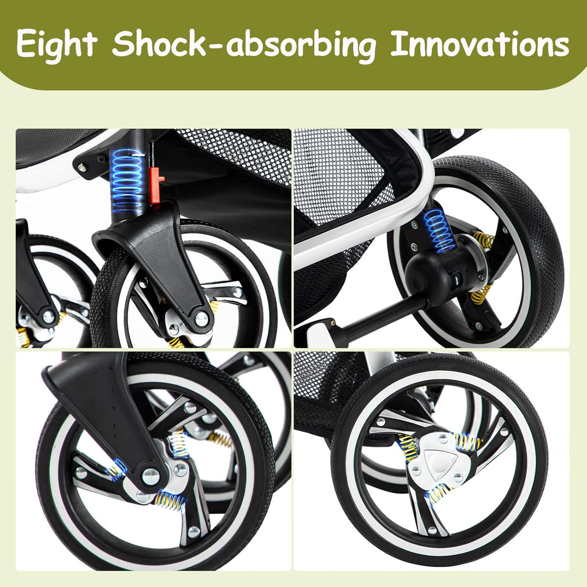 Cochecito 3 en 1 Gcarebb, silla de paseo con portabebés, cochecito completo con altura ajustable, cochecito combinado con marco de aluminio para recién nacidos de 0 a 4 años