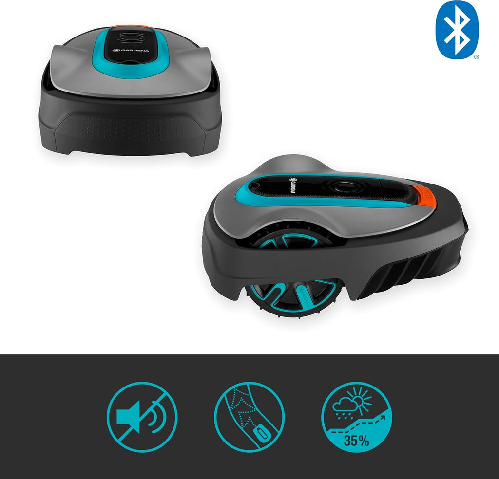Robot cortacésped Gardena SILENO minimo 250 m²: cortacésped inteligente con conectividad óptima, programable mediante la aplicación Gardena Bluetooth, versión alemana (15201-20)