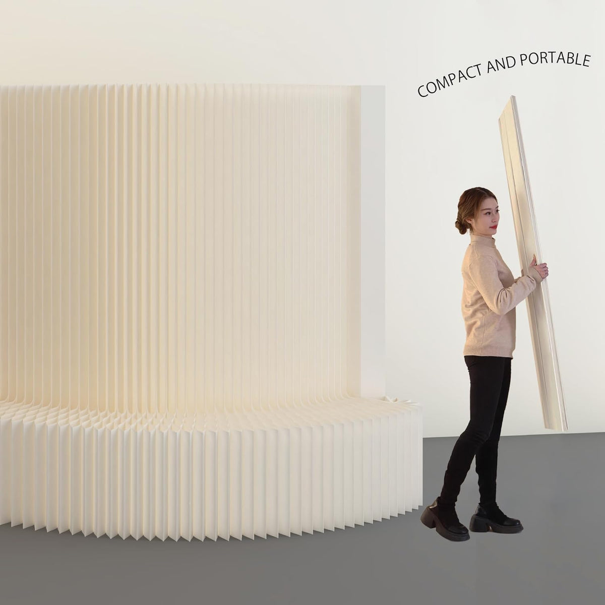 Separador de ambientes plegable con estantería, biombo divisor flexible, ideal para oficina, sala de estar, tiendas, dormitorio, balcón (blanco) (L300 x A43 x H200 cm)