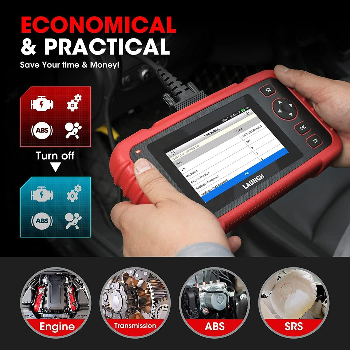 Escáner OBD2 Launch CRP129X Elite, herramienta de diagnóstico automotriz, actualización gratuita 2023, 8 reinicios: EPB/SAS/TPMS/BMS/Acelerador/Aceite, codificación de inyectores, ABS/SRS/TCM/Motor, Auto Vin