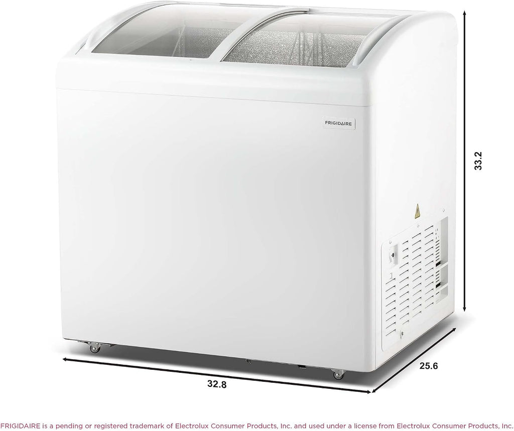Congelador horizontal convertible Frigidaire, vitrina con tapa de cristal, 6.5 pies cúbicos, ruedas giratorias, temperatura ajustable