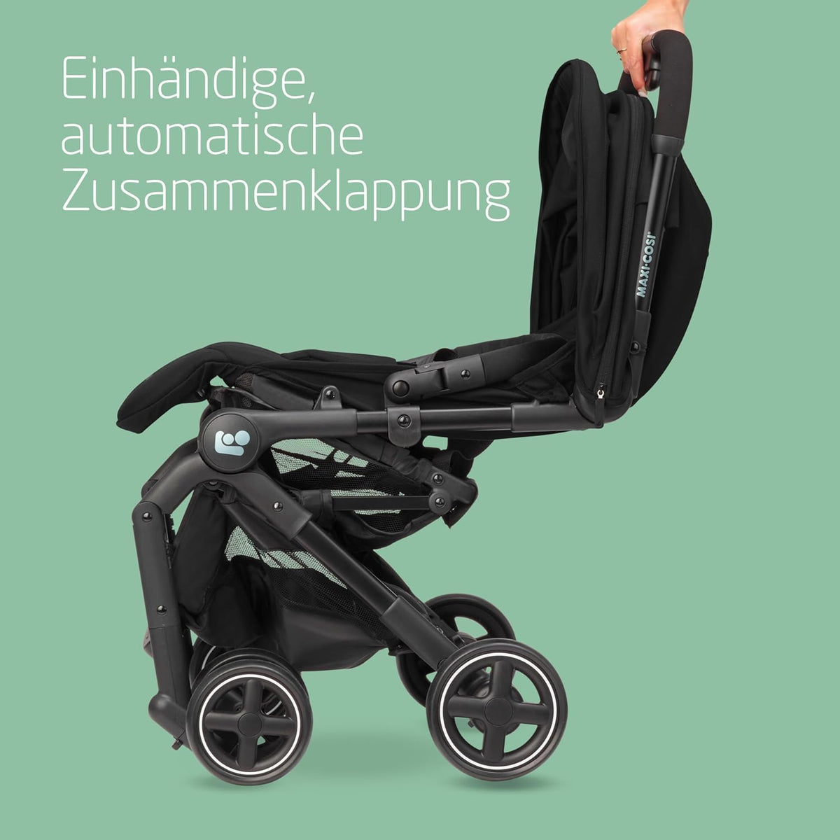 Cochecito para bebé Maxi-Cosi Lara2, 0–4 años, 0–22 kg, silla de paseo ultraligera y compacta, 3 posiciones de reclinado, posición horizontal, plegado compacto, correa para el hombro, Essential Black