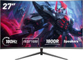 LXZ Monitor Gamer 27 pulgadas curvo 180Hz - Monitor gaming FHD 1920x1080, 1800R, panel VA - Compatible con G-Sync y FreeSync Premium, altavoces integrados, HDR, VESA 100x100 - Negro