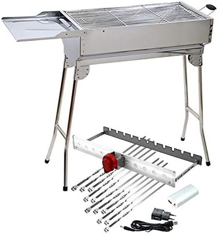 Set de parrilla XXL, girador de brochetas Grillmaster + motor + batería externa + mangal + 11 brochetas
