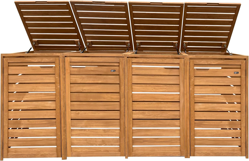 AXI Lex Cubrecontenedor de madera marrón | Cubierta para 4 cubos de basura - 240-960L | Caja para cubos de basura/Caja de almacenamiento
