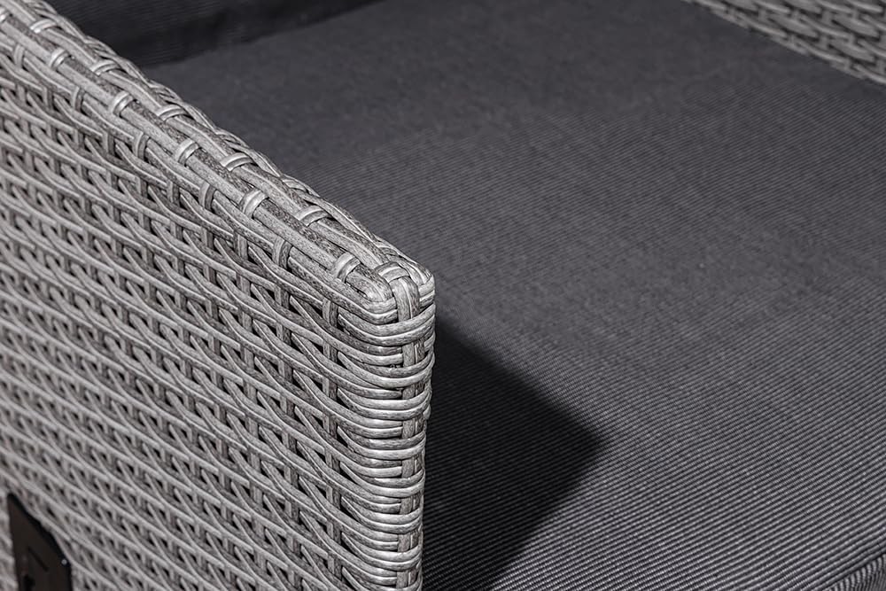 Silla de jardín para exteriores Riess Ambiente Sylt - gris - polirratán - respaldo alto con reposabrazos ajustable resistente a la intemperie