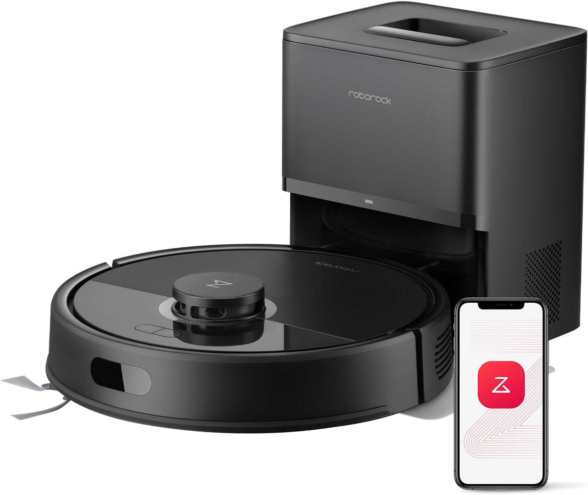 Roborock Q7 L5+ Robot Aspirador y Fregasuelos con Base, 8000 Pa de Succión, Vaciado Automático, Navegación LiDAR, 3 Niveles de agua, para Pelo de mascota/Alfombras, App