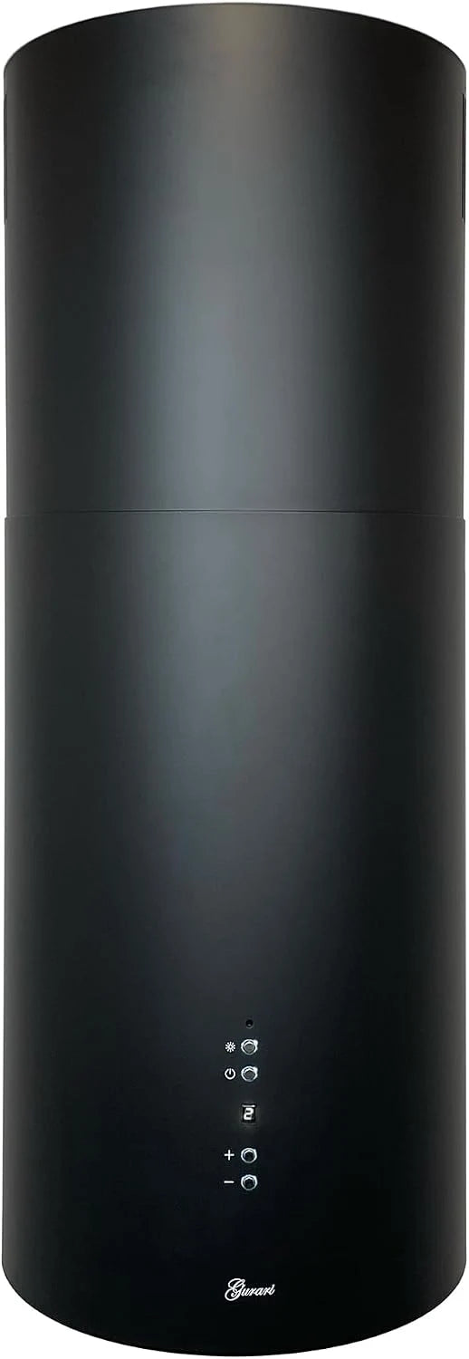 GURARI Okap wyspowy GCH I 385 36 BL Prime, okrągły okap kuchenny 36 cm, czarny, 1000 m³/h, 4 stopnie, wyświetlacz, oświetlenie LED