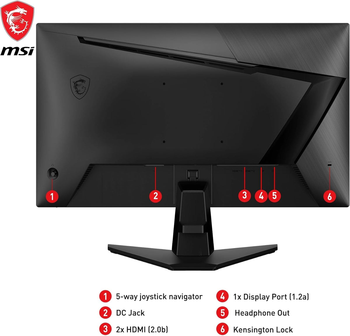 Monitor Gaming MSI G255F FHD de 24,5 pulgadas - Panel Rapid IPS 1920 x 1080, 180 Hz / 1 ms (GtG), Gama de colores sRGB 99 %, Adaptive-Sync - DP 1.2a, HDMI 2.0b CEC
