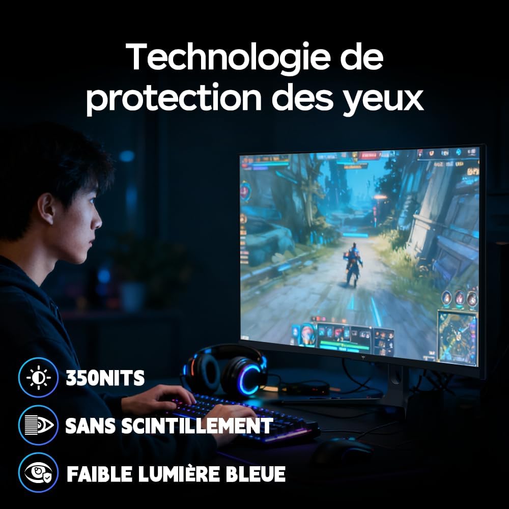 Monitor Gaming Curvo KTC de 32 Pulgadas 240Hz | FHD | 1ms MPRT | Panel VA 1500R | HDR10 | Contraste 5000:1 | AMD FreeSync, Flicker-Free | sRGB 128% Gama de Colores Amplia | HDMI/DP | VESA | H32C5